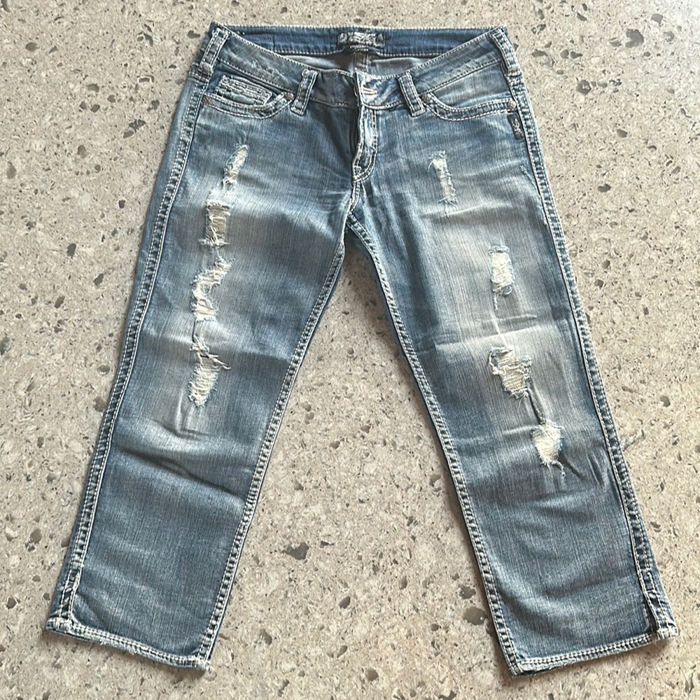Silver Jean Capri Frances Crop Size 29